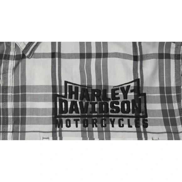 Harley Davidson Mens Size L Embroidered Short Sleeve Button Down Shirt‎ - Picture 4 of 12
